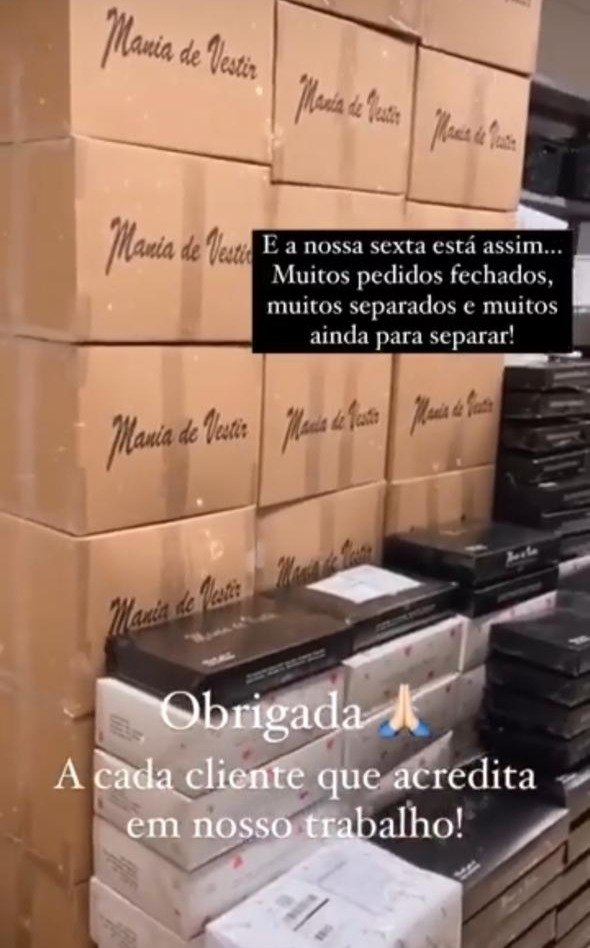 Operação da Mania de Vestir com muitos pedidos fechados
